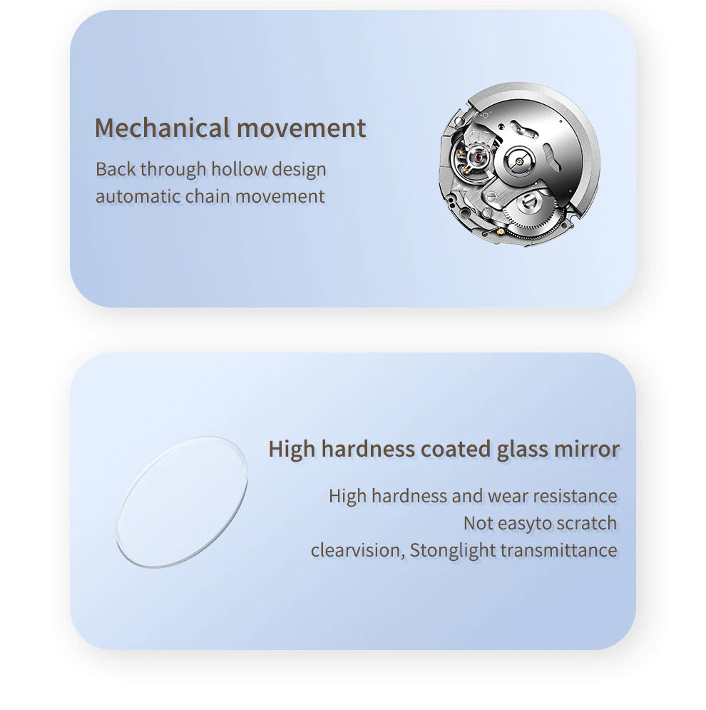 X-GEAR Women's New Watch Fully Automatic Mechanical Watch Light Luxury Temperament Waterproof Watch for Women