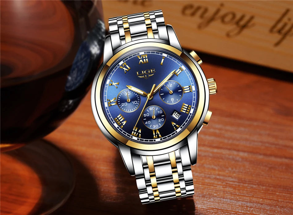 Relojes Hombre 2024 New LIGE Watches Men Luxury Brand Chronograph Male Sport Watches Waterproof Stainless Steel Quartz Men Watch