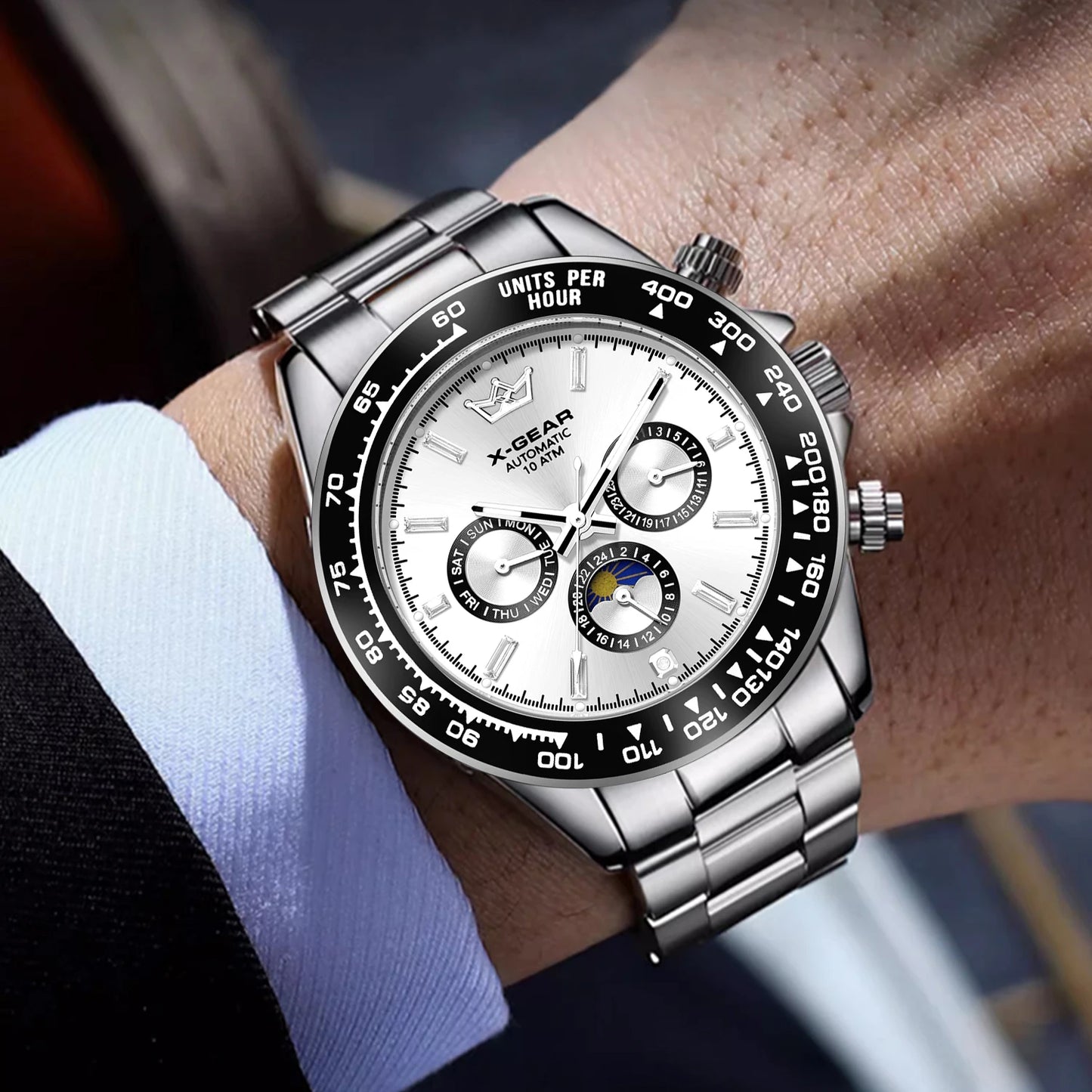 New Luxury Men's Watch – Automatic Mechanical Triple Sub-Dial Six-Hand Water-Resistant Luminous Stainless Steel Wristwatc