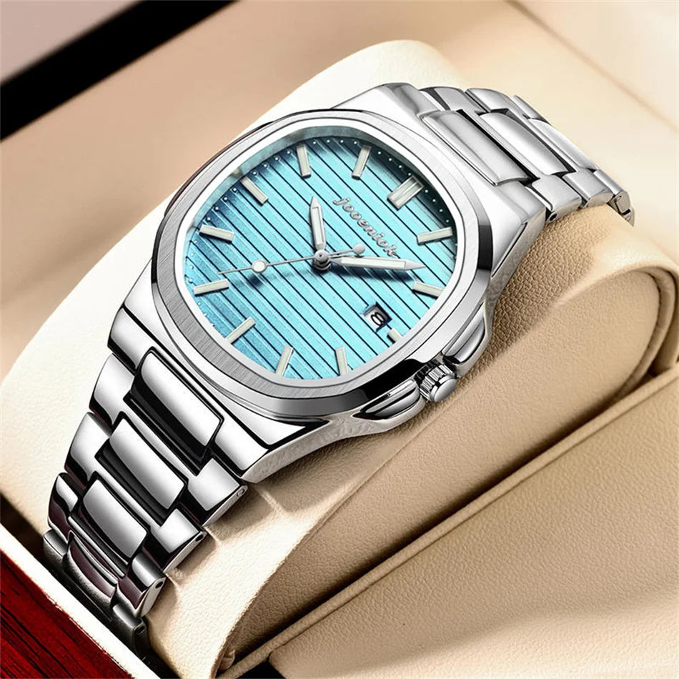 2025 Top Brand Luxury Men Wristwatch Business Waterproof Luminous Alloy Polygonal Case Fashion Quartz Watch Male with Calendar