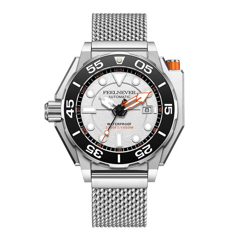 LIGE Top brand luxury watches mens automatic mechanical watch luminous large dial 1000M Gift waterproof relogios masculino+BOX