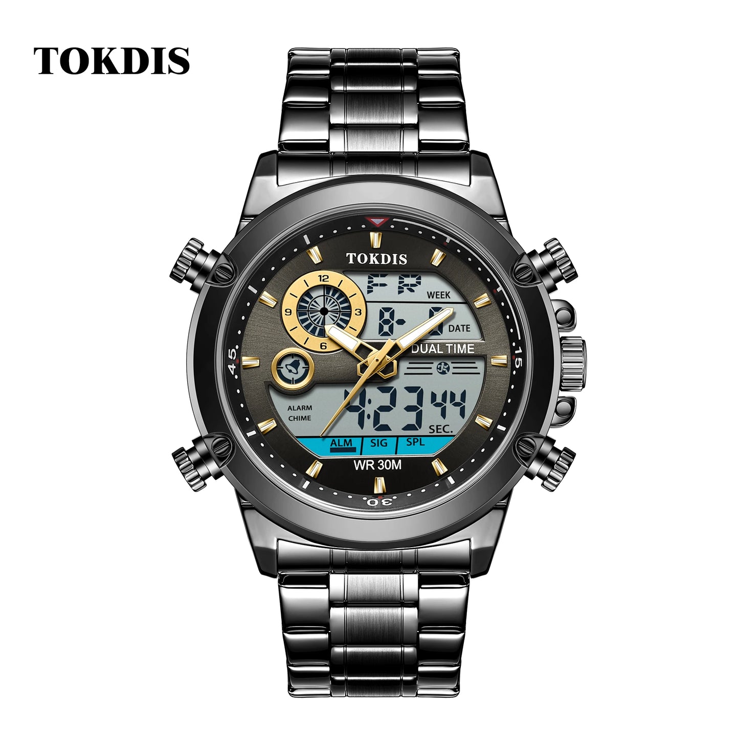 Relogio Masculino Fashion Business Watches For Men Waterproof Luxury Mens Dual Display Quartz Wristwatch Analog Sports Watch Man