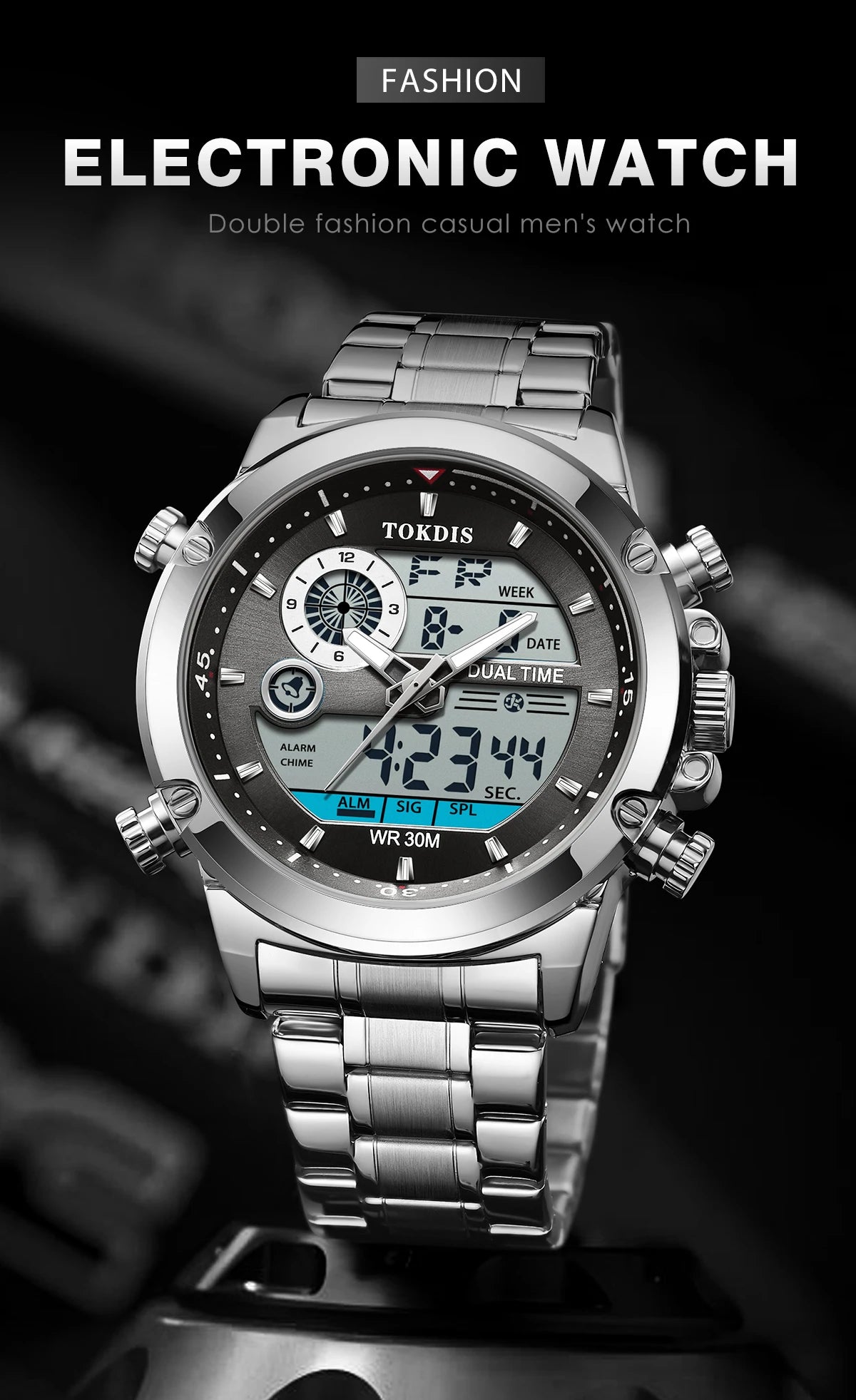 Relogio Masculino Fashion Business Watches For Men Waterproof Luxury Mens Dual Display Quartz Wristwatch Analog Sports Watch Man