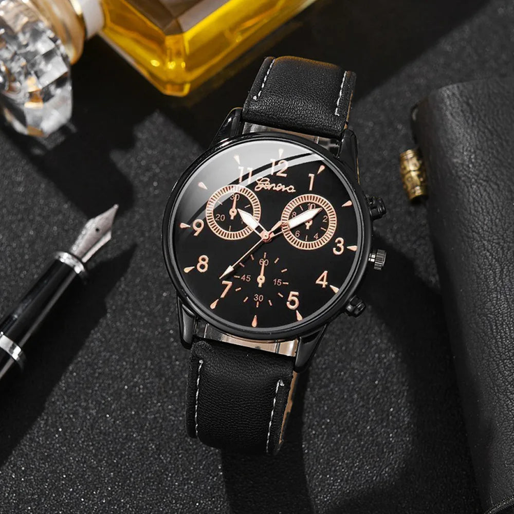 New Hip Hop Mens Fashion Watches Luxury Male Clock Wristwatch Sport MensWrist Watch Bracelet Set Relogio Masculino