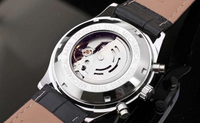 JARAGAR Luxury Replica Six Hands Multifunctional Automatic Man Watches Leather Elegant Mechanical Waterproof Male Wrist Clock