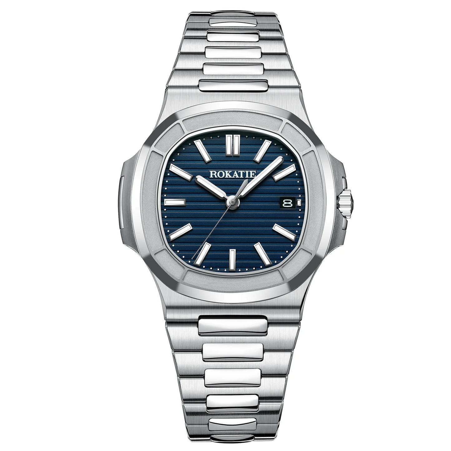 ROKATIE 2024 Luxury 9015 Japanese Movement Stainless Steel Watch 38mm Case Luminous Feature Day 50m Waterproof Watches for men