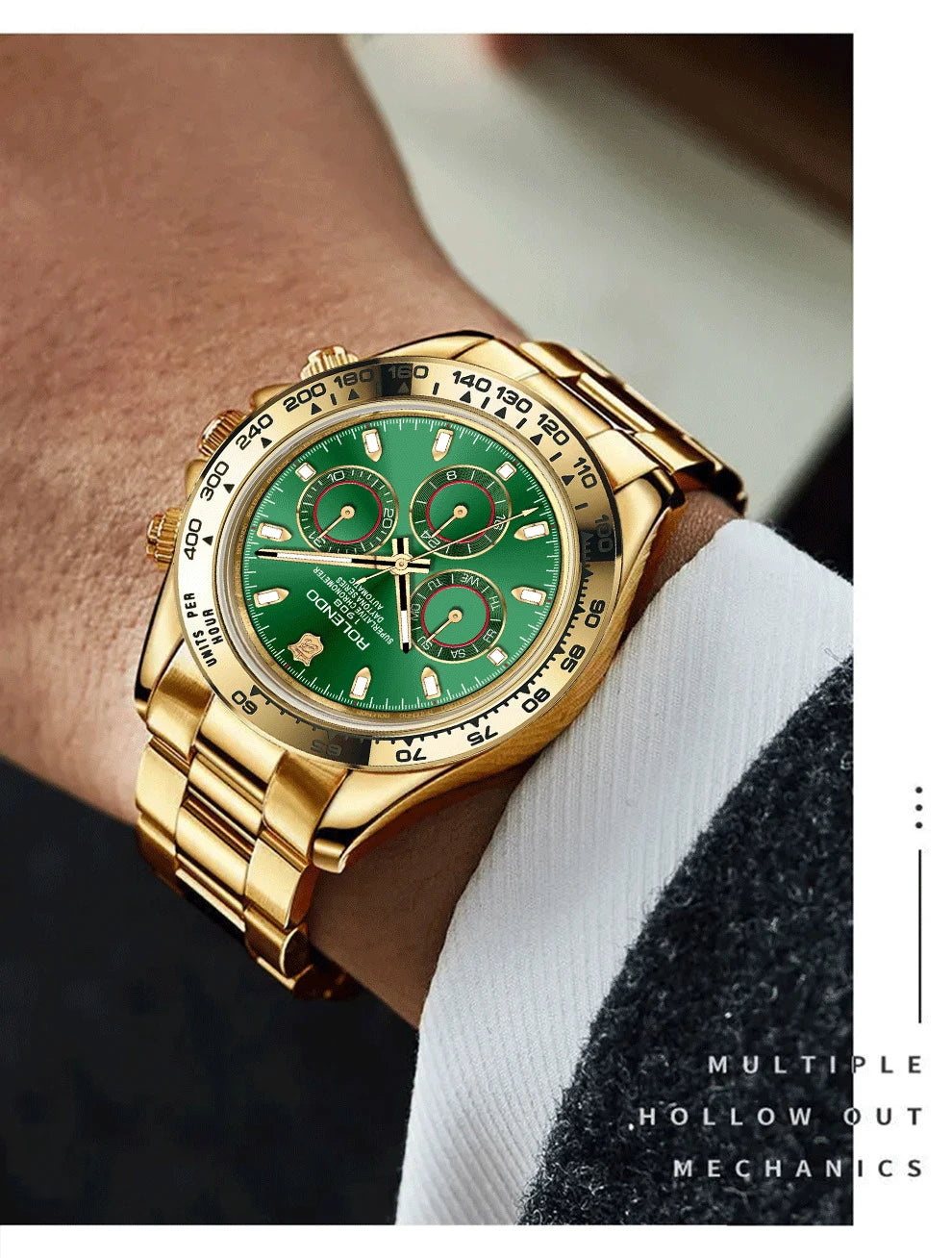 ROLENDO Luxury Men Automatic Diver Watch 40.5mm Mineral Crystal Luminous Date 300M Waterproof High-end Men's Wristwatch Gift