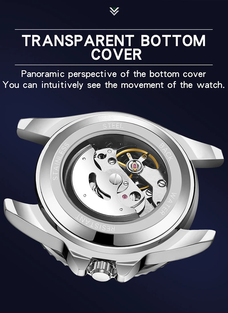 New Luxury Brand Automatic Watches Round Design Waterproof Watch For Men Sport Stylish Mechanical Wristwatches Relogio Masculino