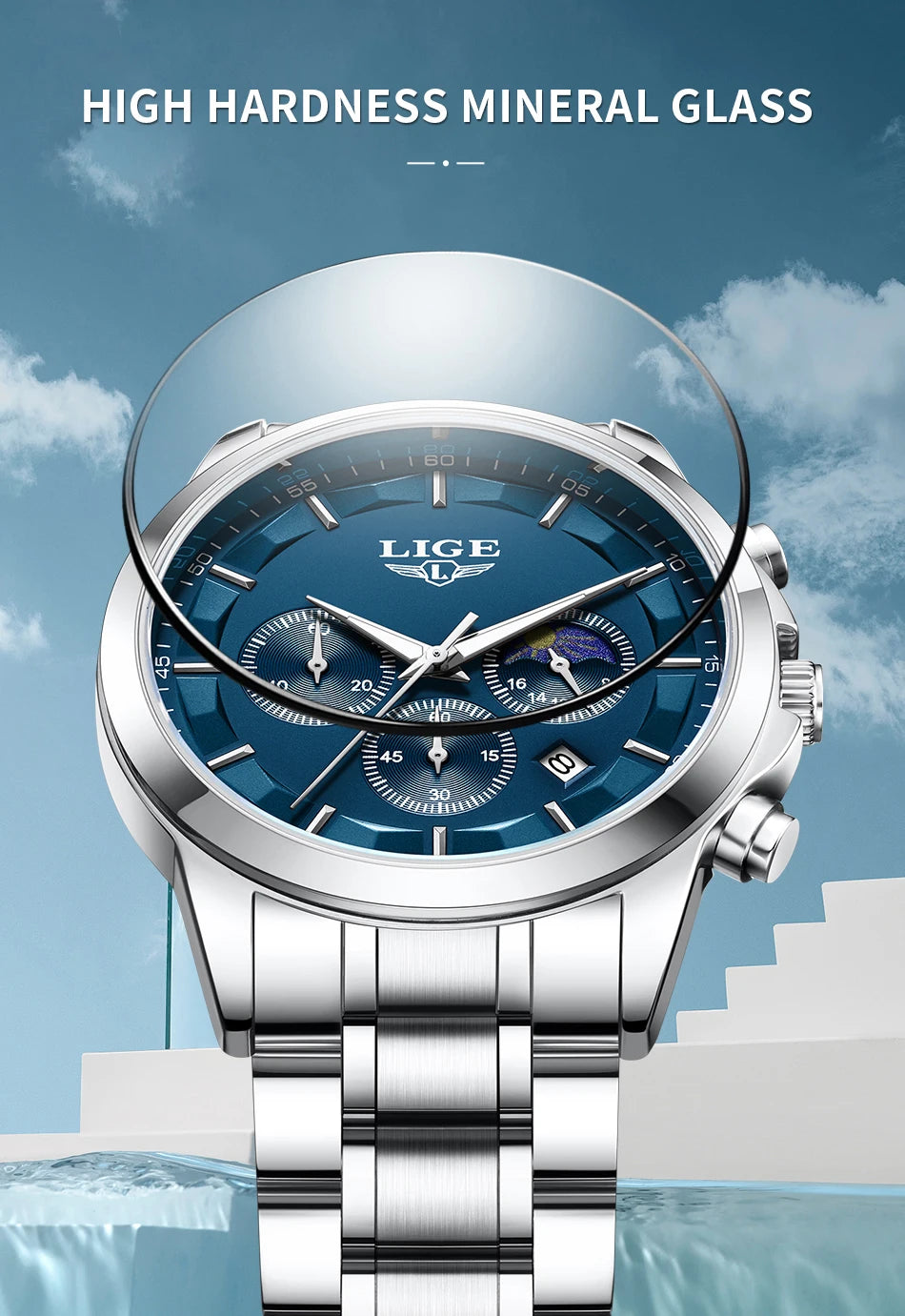 LIGE 2025 New Luxury Mens Watch Fashion Business Quartz Wristwatches Sports Waterproof Luminous Steel Watches Men Reloj Hombre