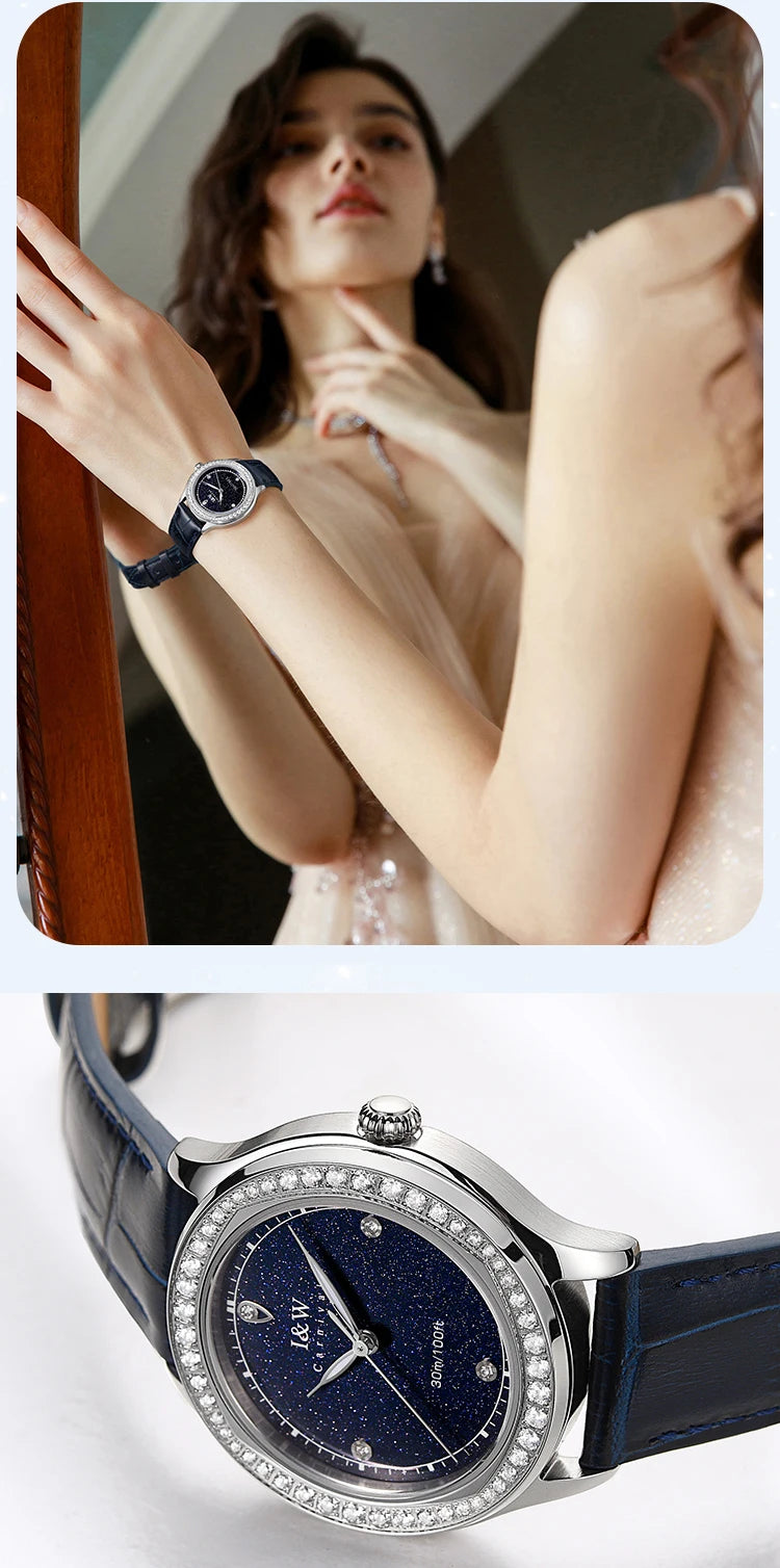 Relogio Feminino IW Fashion Diamonds Watches for Woman Sapphire Leather Luminous Waterproof Switzerland Made Quartz Watches 2025