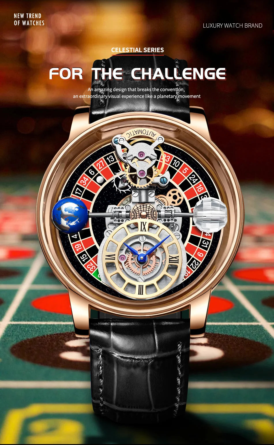 Las Vegas Roulette PINDU DESIGN Mens Watches Top Brand Luxury Astronomia Quartz Watch Montre Homme