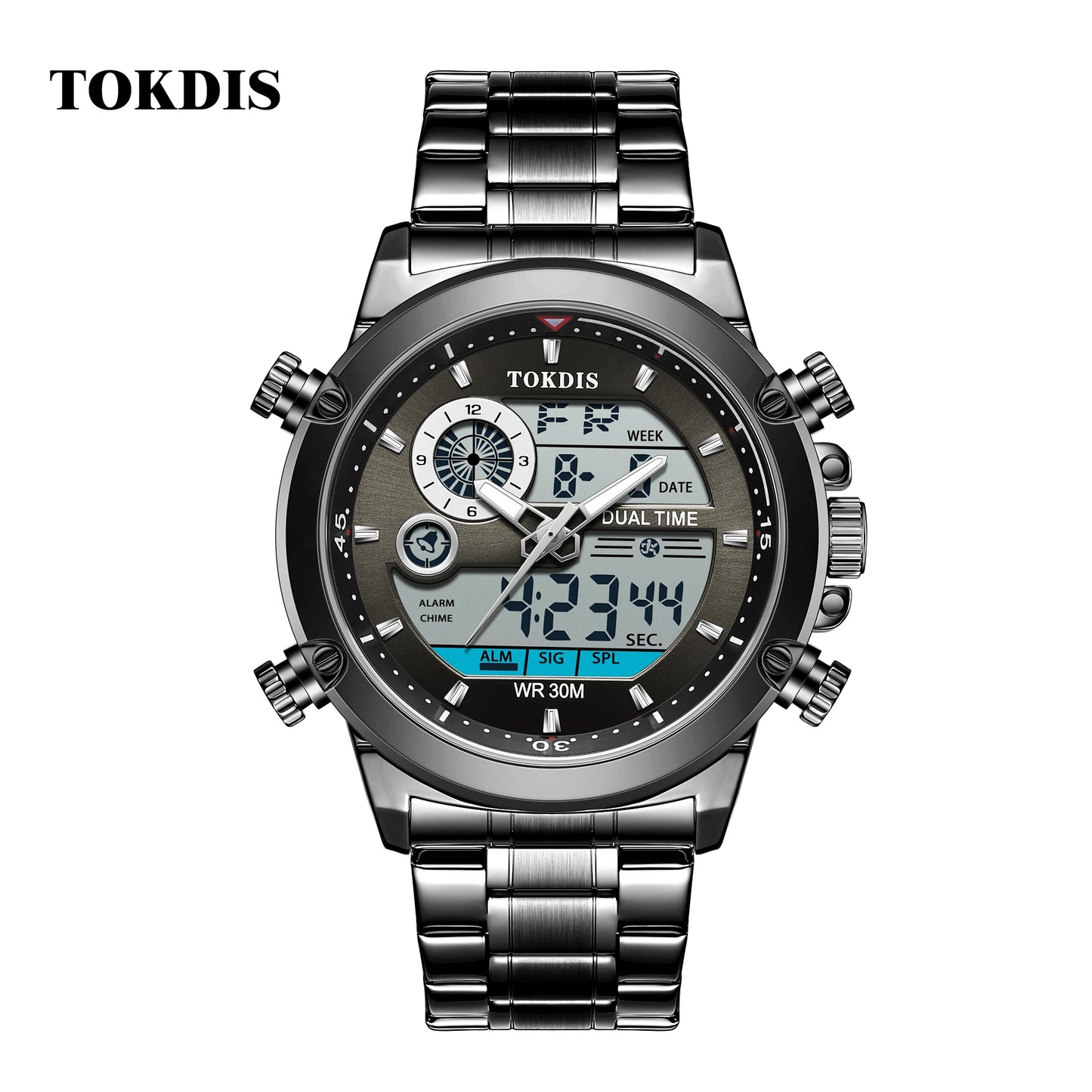 Relogio Masculino Fashion Business Watches For Men Waterproof Luxury Mens Dual Display Quartz Wristwatch Analog Sports Watch Man