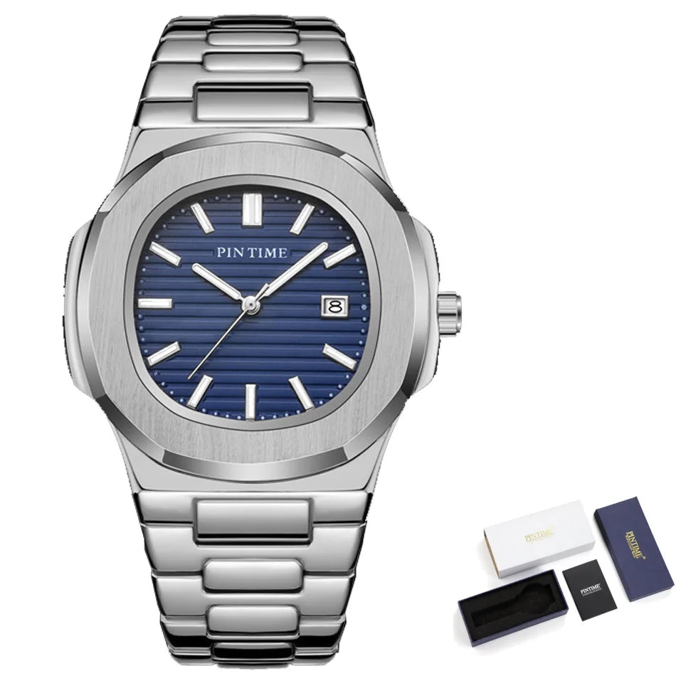 2025 Top Brand Luxury Men Wristwatch Business Waterproof Luminous Alloy Polygonal Case Business Quartz Watch Male with Calendar