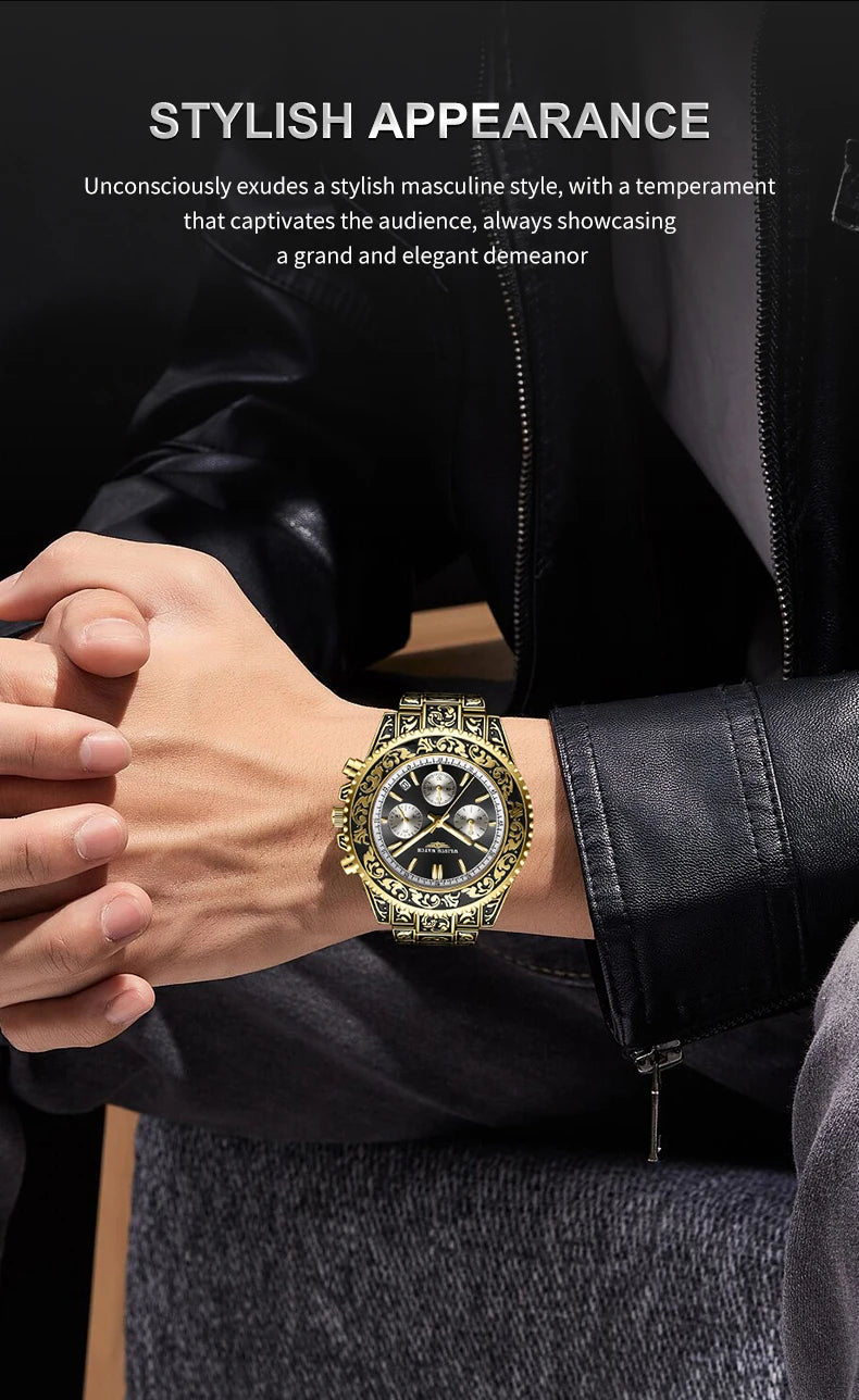 Retro Luxury Watches for Man Automatic Watch Sculpture Wrist Watch Waterproof Stainless Steel Watch Men's Clock Vintage reloj