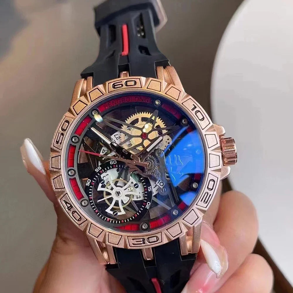 Luxury 3D Creative 2025 Quartz Watches Men AAA Cool 49mm Big Dial Rubber Strap Waterproof Original Wristwatch Relogio Masculino