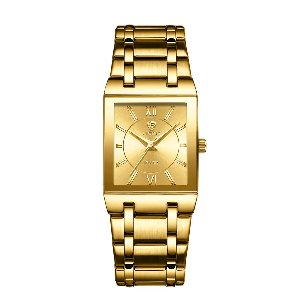 New Mens Watch Luxury Steel Bracelet Gold Quartz movement Waterproof Golden Wristwatches For Woman Watch relogio masculino Clock