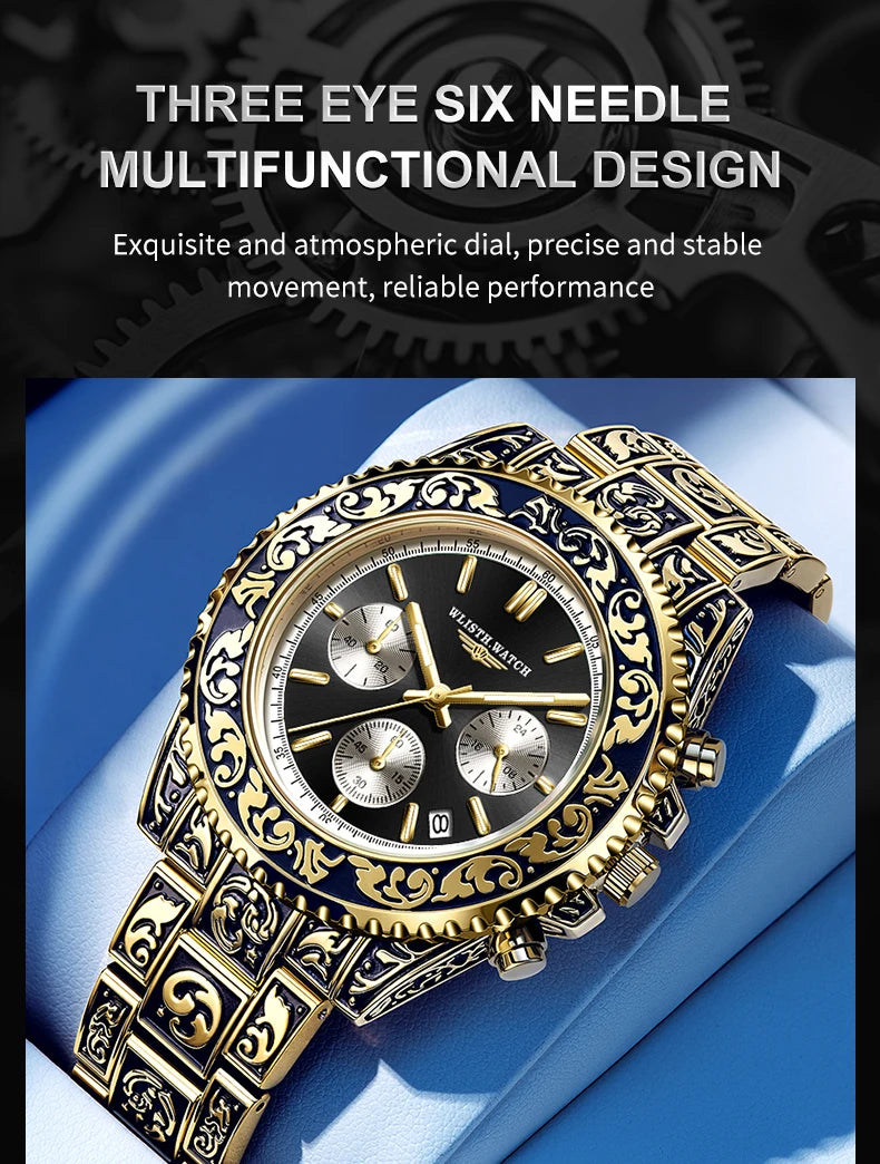 Retro Luxury Watches for Man Automatic Watch Sculpture Wrist Watch Waterproof Stainless Steel Watch Men's Clock Vintage reloj