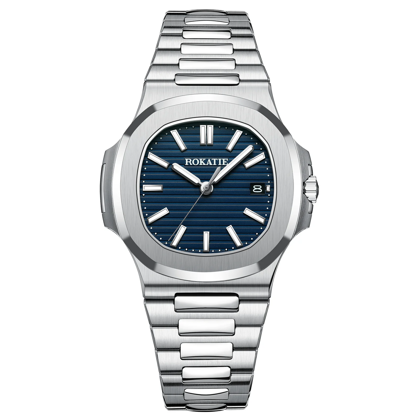 ROKATIE 2024 Luxury 9015 Japanese Movement Stainless Steel Watch 38mm Case Luminous Feature Day 50m Waterproof Watches for men