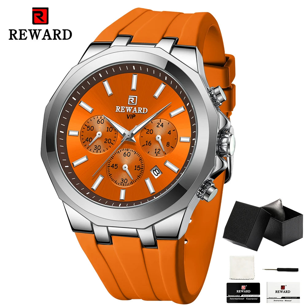REWARD Mens Watches Top Luxury Brand Waterproof Sport Wrist Watch Chronograph Quartz Military Genuine Relogio Masculino