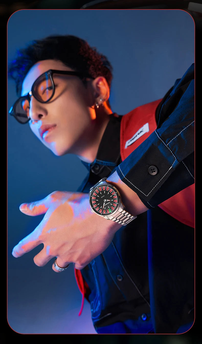 TIMEARTX Brand New Luxury Quartz Watches Man European Roulette Poker Game Wristwatch
