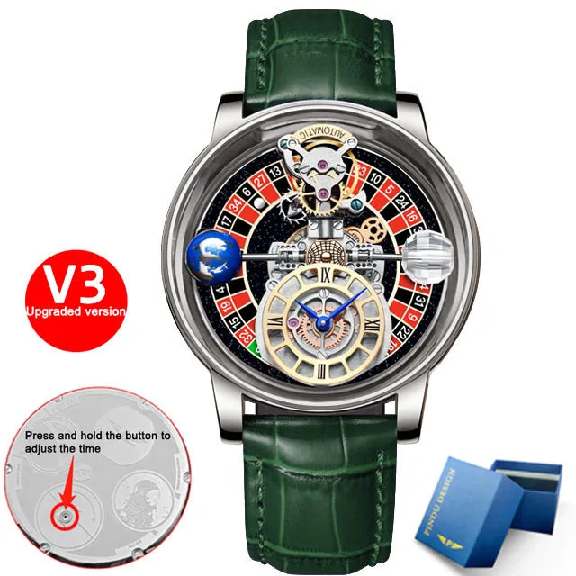 Las Vegas Roulette PINDU DESIGN Mens Watches Top Brand Luxury Astronomia Quartz Watch Montre Homme