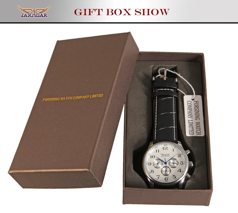 JARAGAR Luxury Replica Six Hands Multifunctional Automatic Man Watches Leather Elegant Mechanical Waterproof Male Wrist Clock