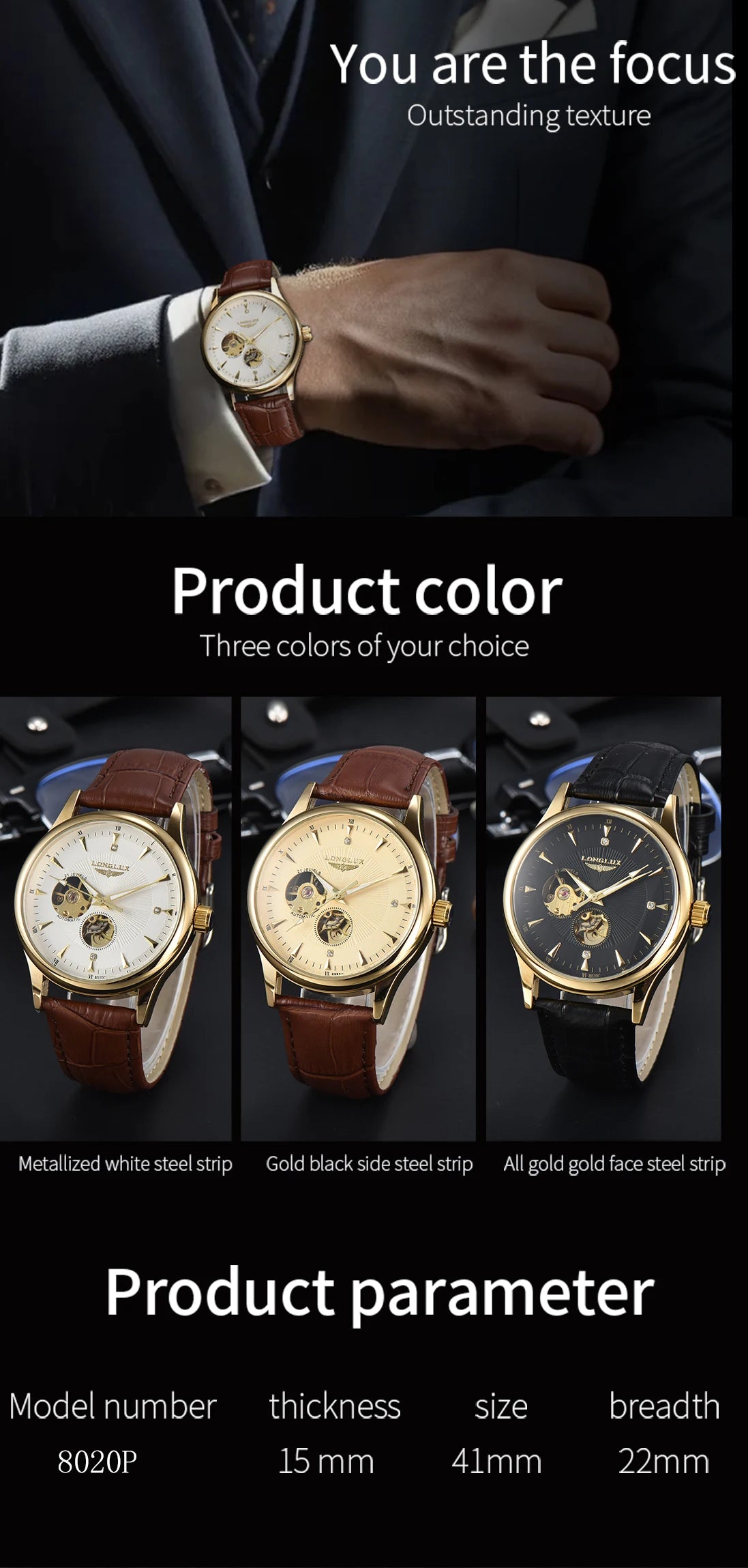 Automatic watch elegant skeleton waterproof mechanical watches leather simple rome mens watch men gift