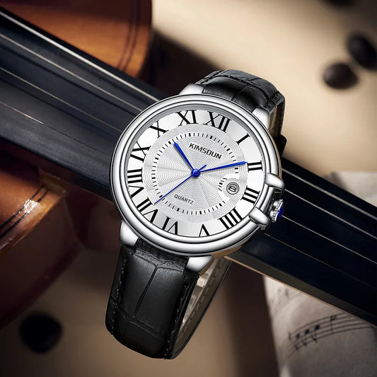 2025 Brand Men Watch Business High-end Transparent Waterproof Leather Strap Rome Battery Male Fashion Quartz Clock Watches gift