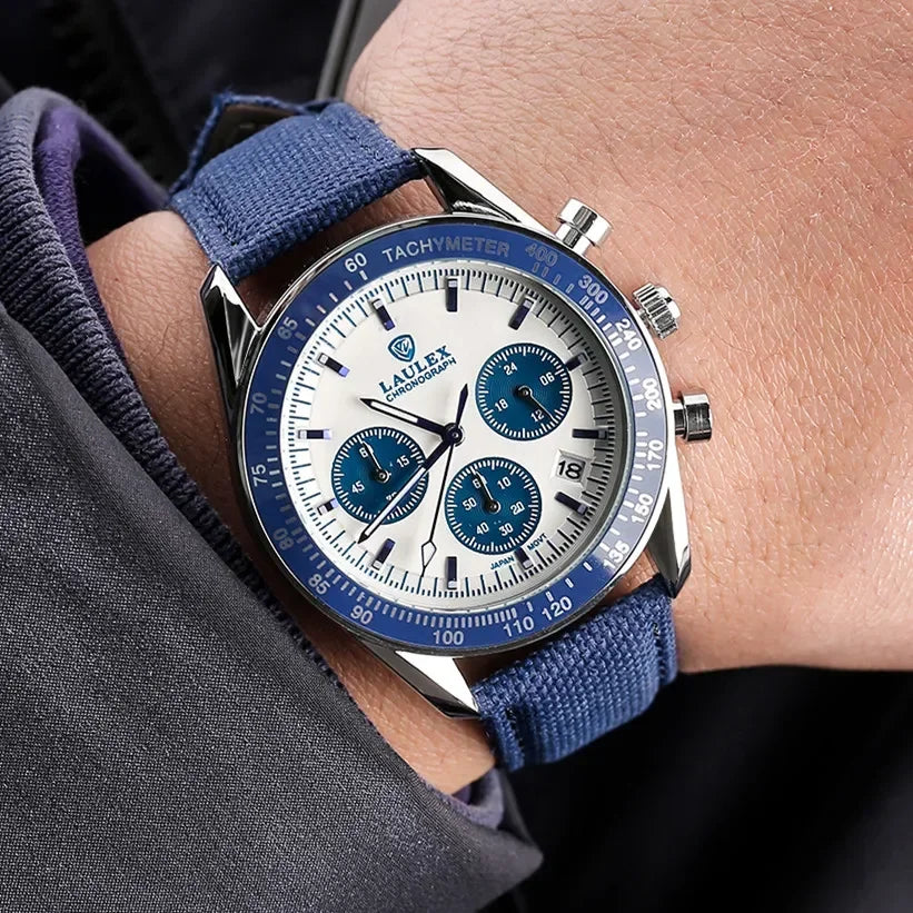 2024 LAULEX luxury top AAA multi-function chronograph 30M water-resistant fashion business stainless steel quartz watch