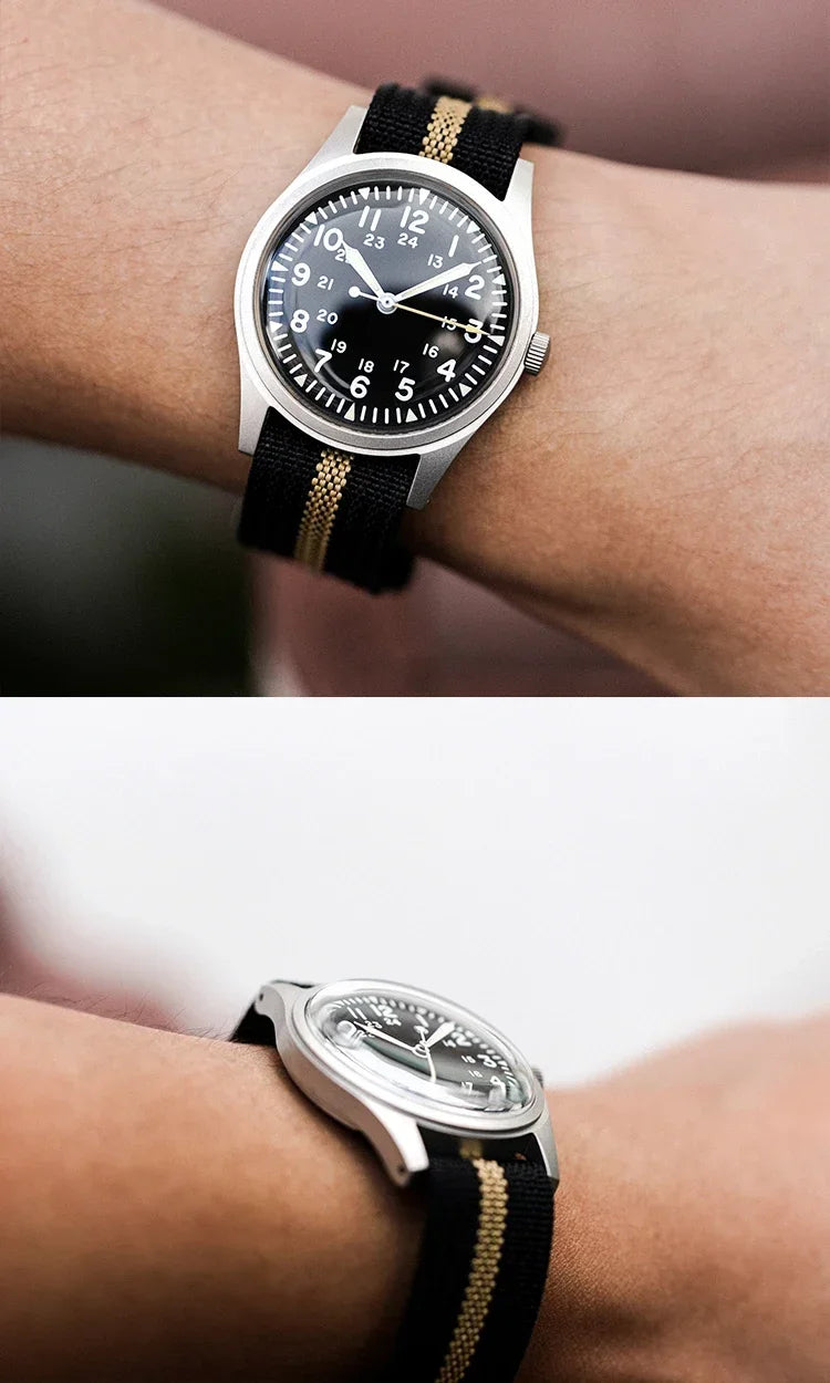 2025 New RDUNAE RA03 34.5mm Military Men Vintage Quartz Watch G10 Miyota 2035 Watches K1 Mineral Glass Stainless Steel Wristwatc