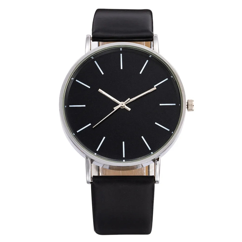 Luxury Brand Men's Watches Fashion Metal Round Dial Analog Quartz Wristwatch for Men Women Leather Band Casual Simple Male Clock