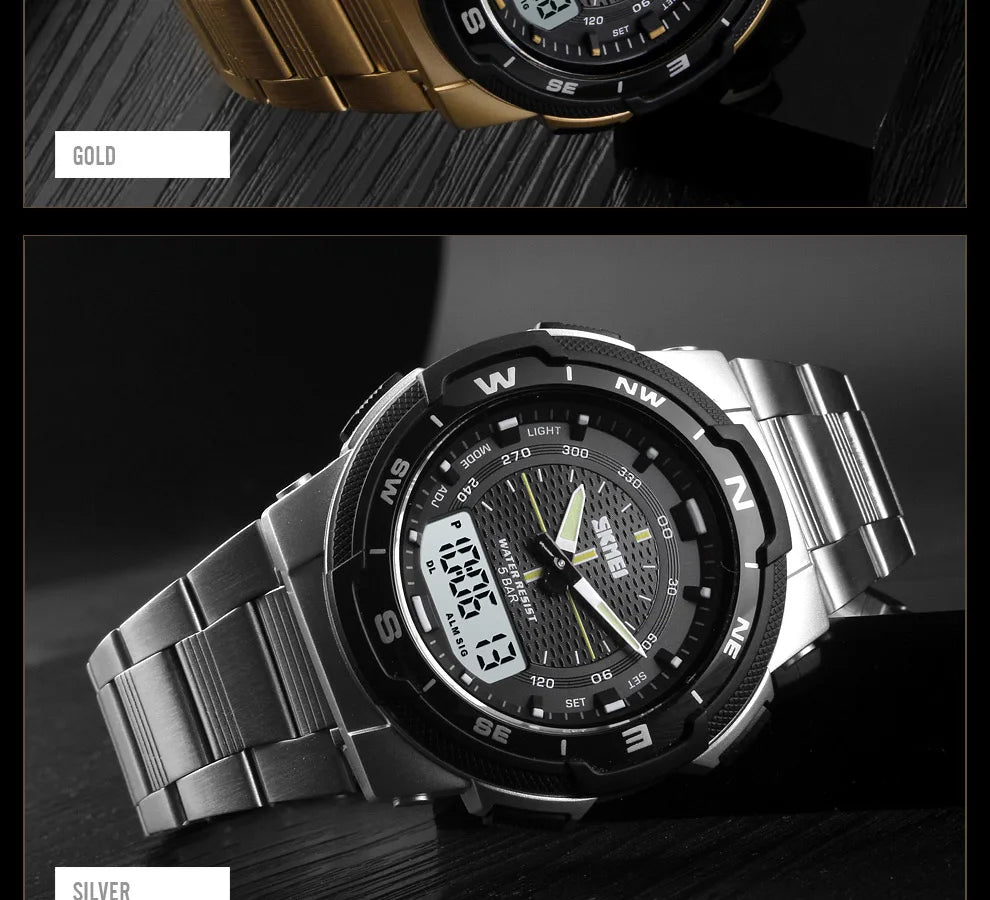 SKMEI 1370 Luxury Full Steel Business Waterproof Watch Relogio Masculino Watch Men Fashion Sport Quartz Clock Mens Watches