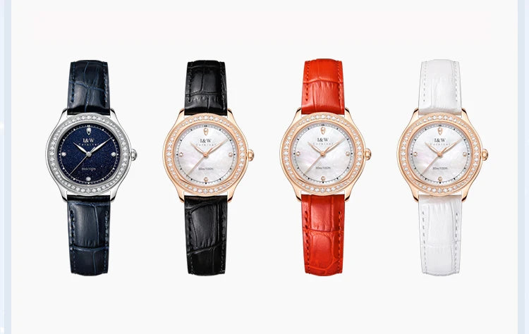 Relogio Feminino IW Fashion Diamonds Watches for Woman Sapphire Leather Luminous Waterproof Switzerland Made Quartz Watches 2025